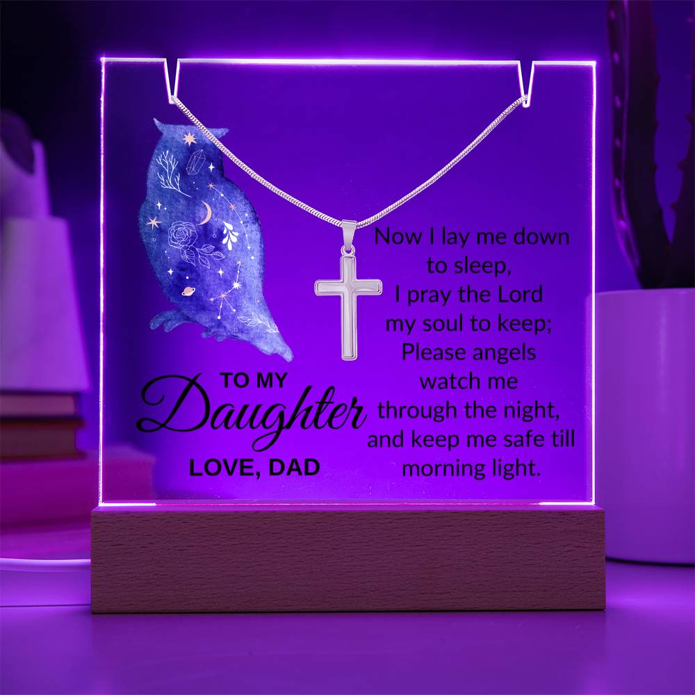 Daughter Love Dad, Now I Lay Me Down To Sleep .... Necklace and Nightlight Combination