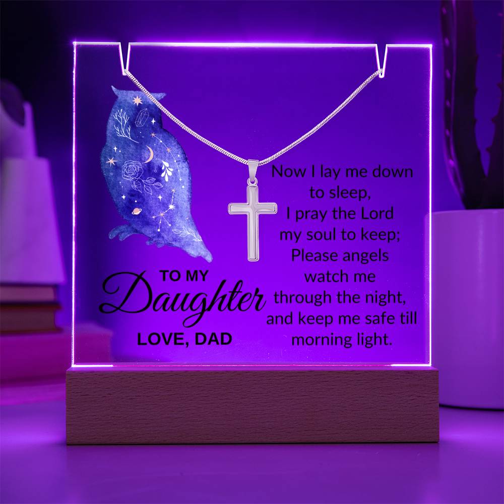 Daughter Love Dad, Now I Lay Me Down To Sleep .... Necklace and Nightlight Combination