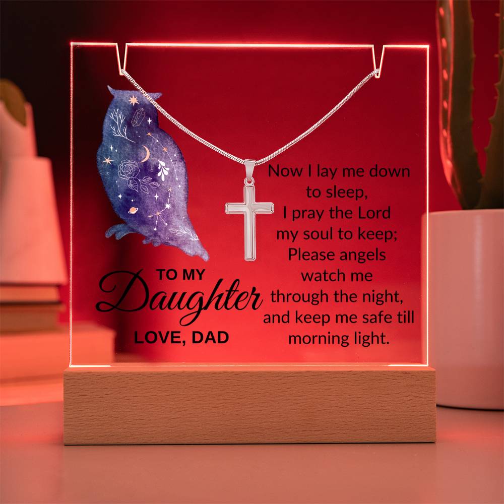 Daughter Love Dad, Now I Lay Me Down To Sleep .... Necklace and Nightlight Combination