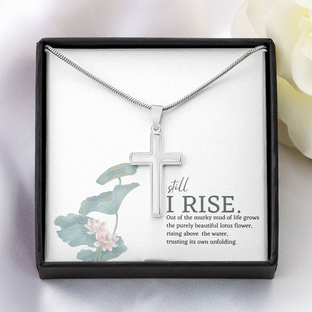 Stunningly Simple Cross | Friend Gift | Inspirational Still I Rise Cross Necklace - BespokeBliss