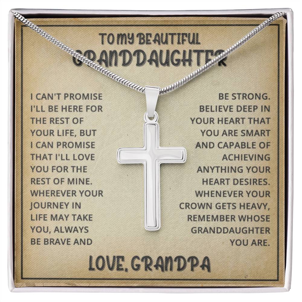 Granddaughter Gift Necklace and Message Card | Cross } Love Grandpa Necklace For Her