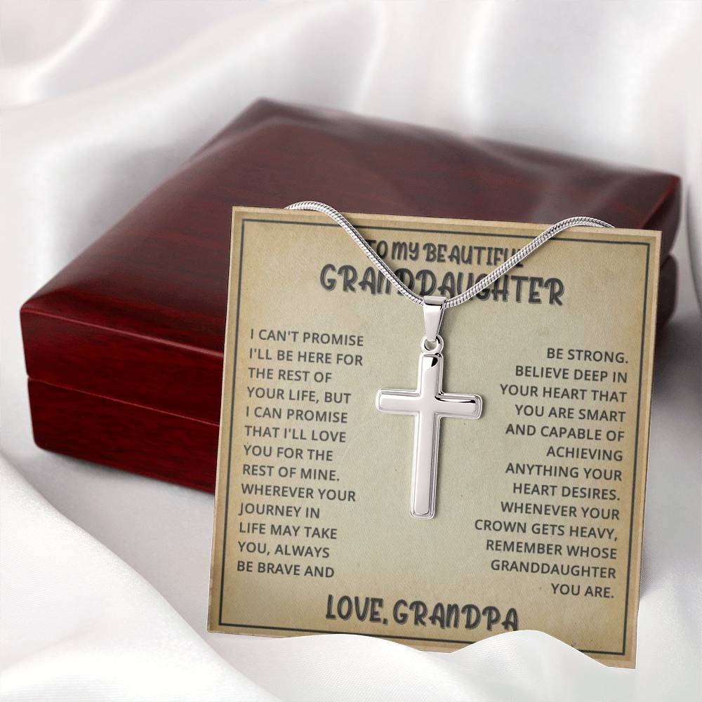 Granddaughter Gift Necklace and Message Card | Cross } Love Grandpa Necklace For Her