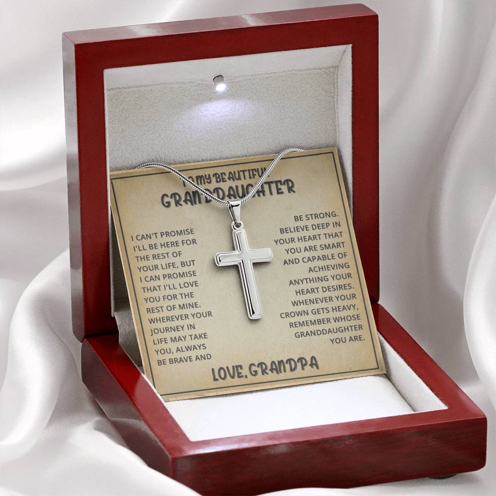 Granddaughter Gift Necklace and Message Card | Cross } Love Grandpa Necklace For Her