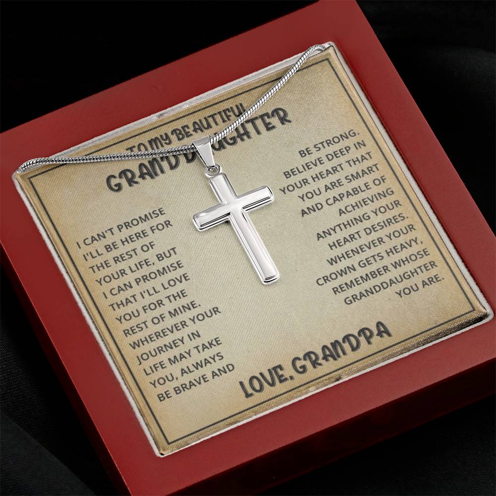 Granddaughter Gift Necklace and Message Card | Cross } Love Grandpa Necklace For Her