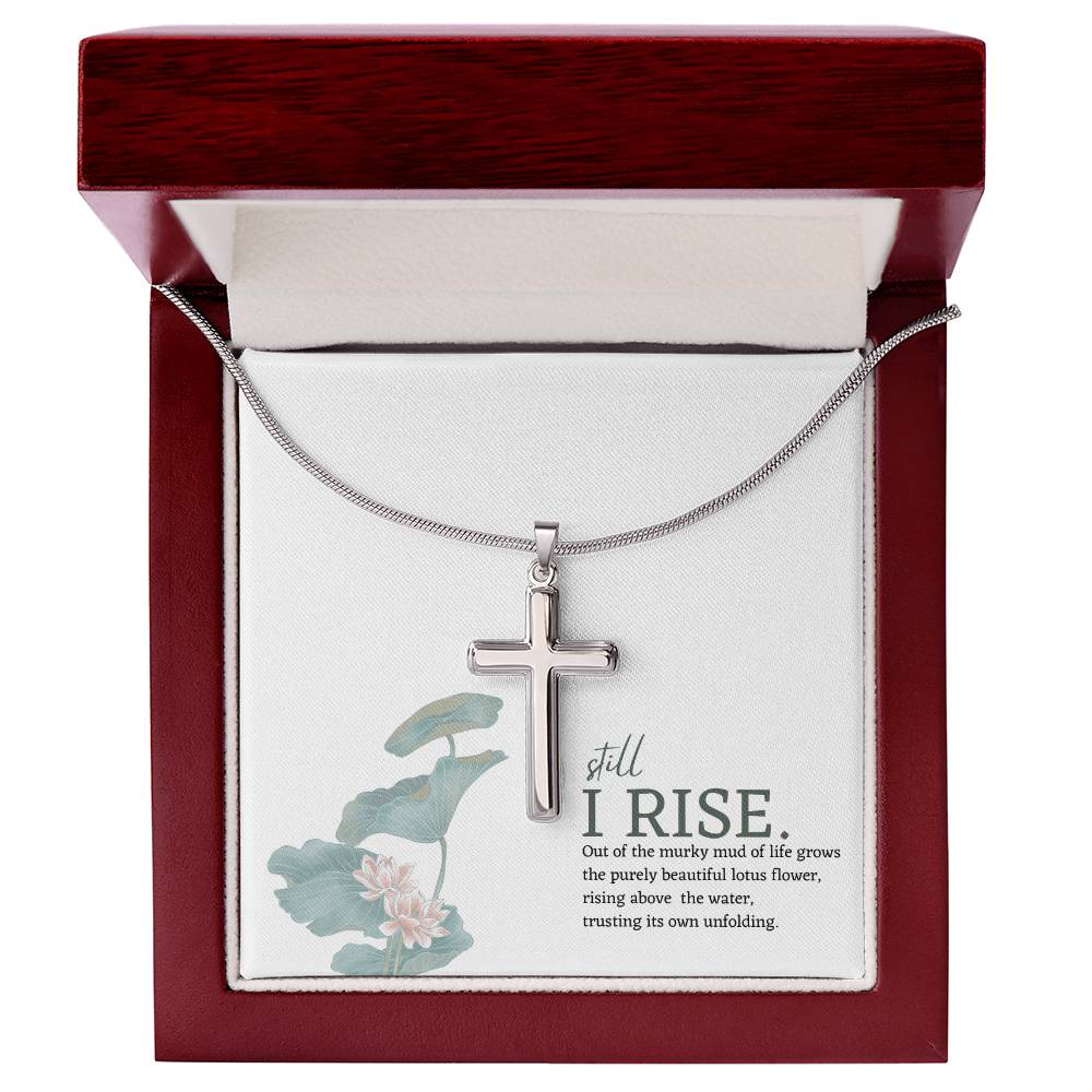 Stunningly Simple Cross | Friend Gift | Inspirational Still I Rise Cross Necklace - BespokeBliss