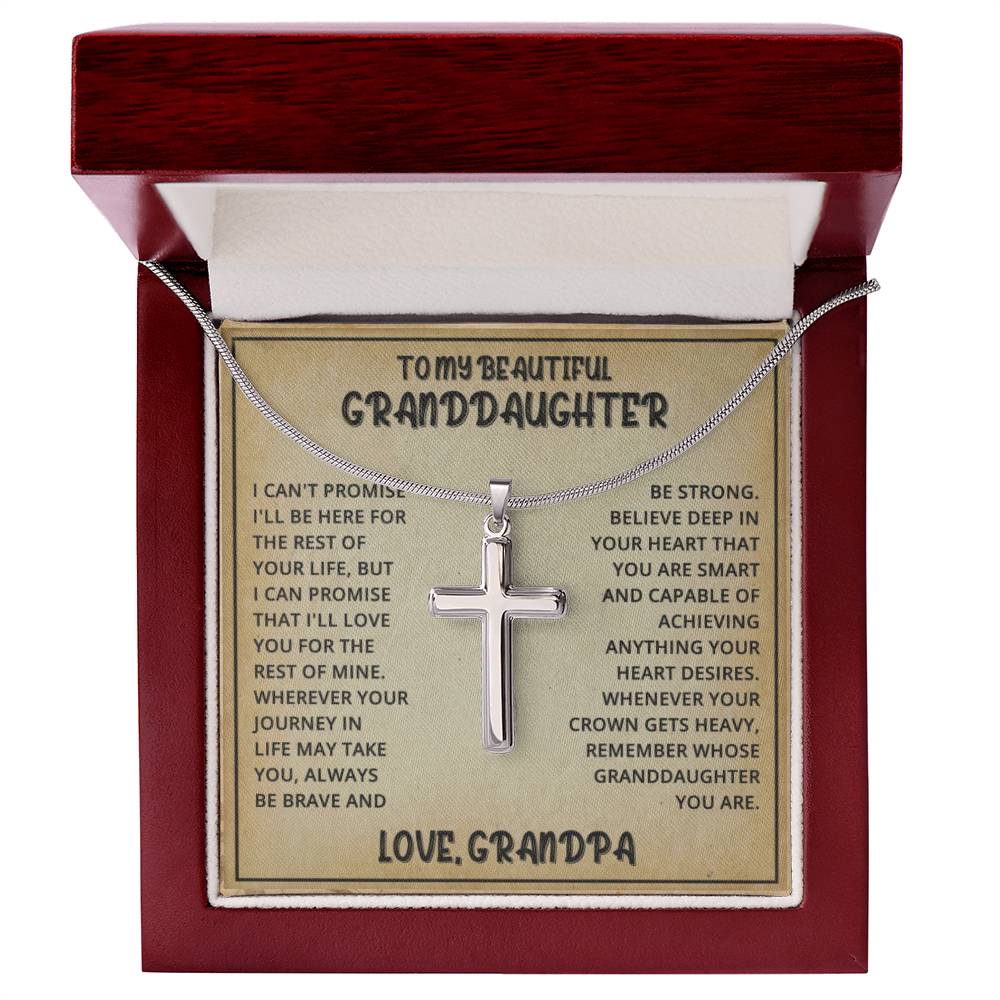 Granddaughter Gift Necklace and Message Card | Cross } Love Grandpa Necklace For Her
