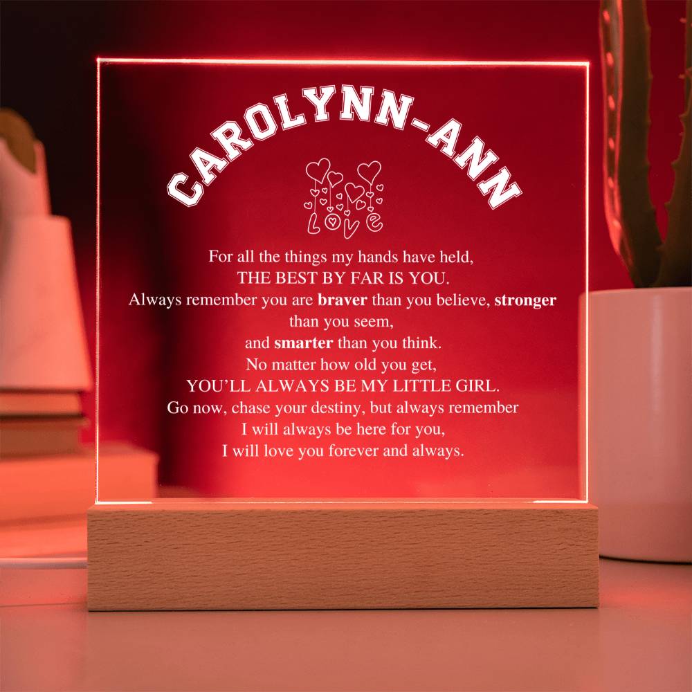 Personalized Daughter Gift, Square Acrylic LED Nightlight