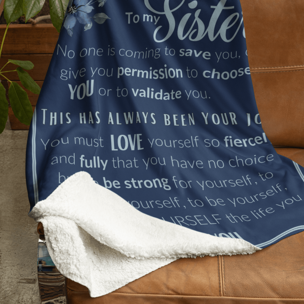Sister Blanket (Blue) Choose You | Sister Blanket | Gift For Sister