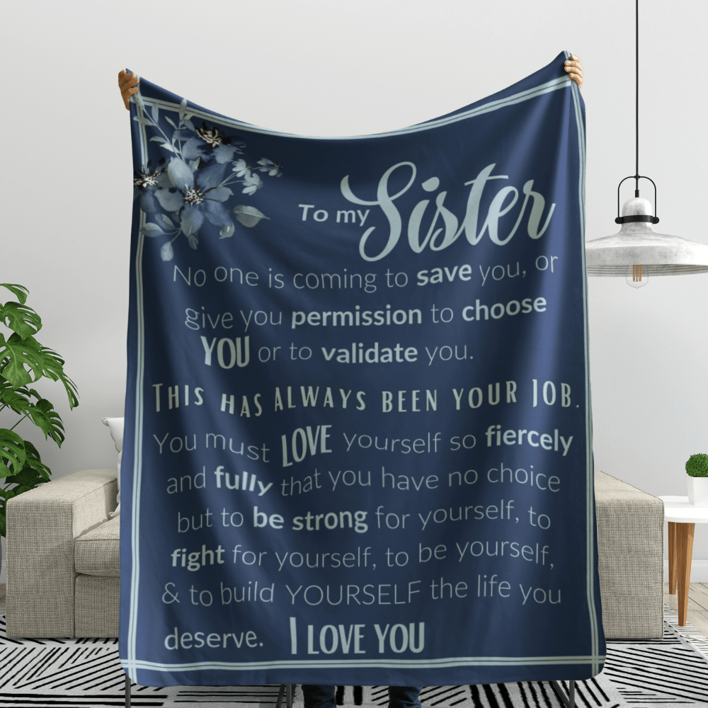 Sister Blanket (Blue) Choose You | Sister Blanket | Gift For Sister