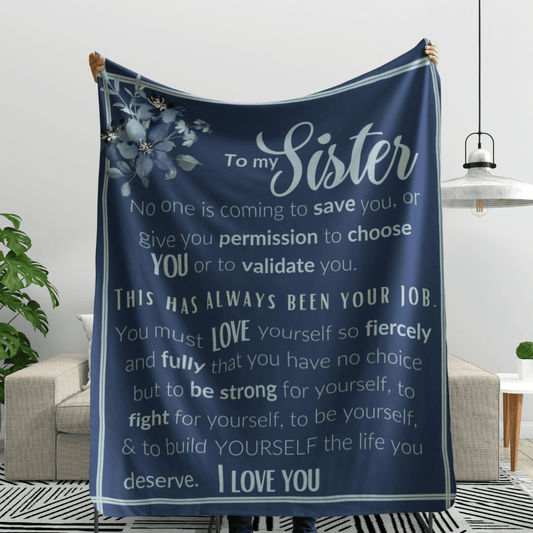 Sister Blanket (Blue) Choose You | Sister Blanket | Gift For Sister