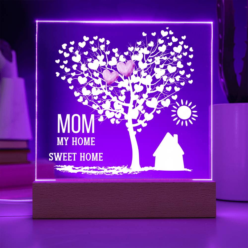 Heart Tree Acrylic Plaque Gift, LED Sign for Mom, Home Décor, Light Up Plaque, Custom Gift for Mother's Day, LED Night Light