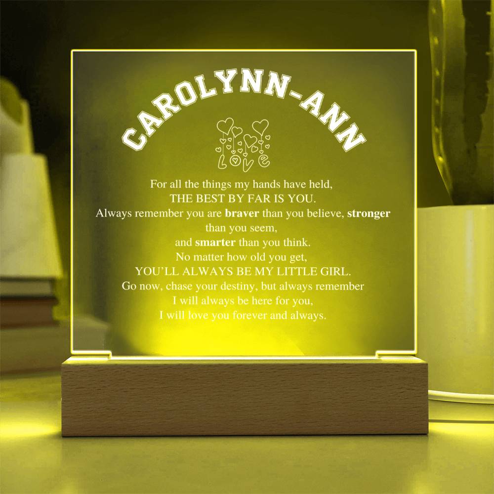 Personalized Daughter Gift, Square Acrylic LED Nightlight