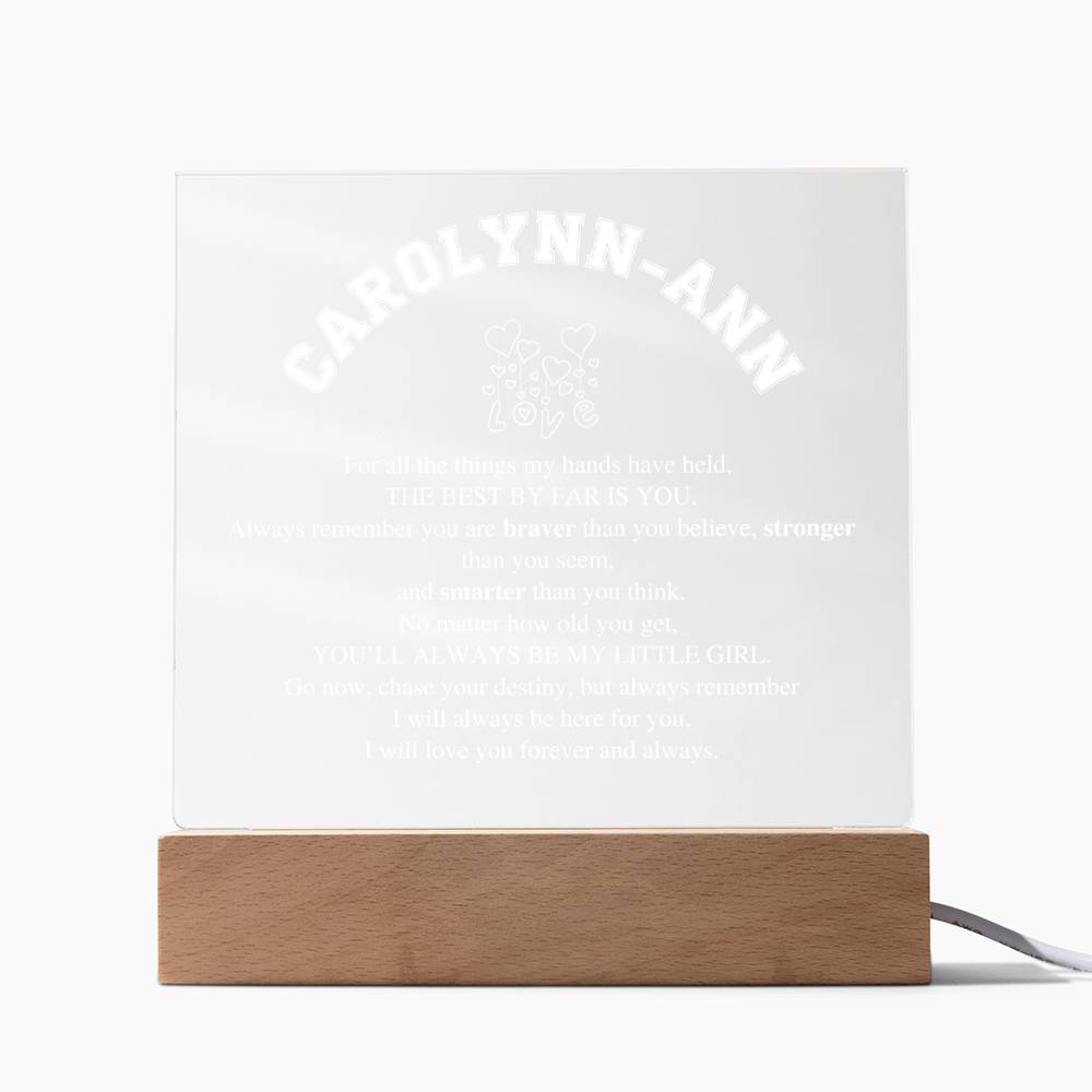 Personalized Daughter Gift, Square Acrylic LED Nightlight