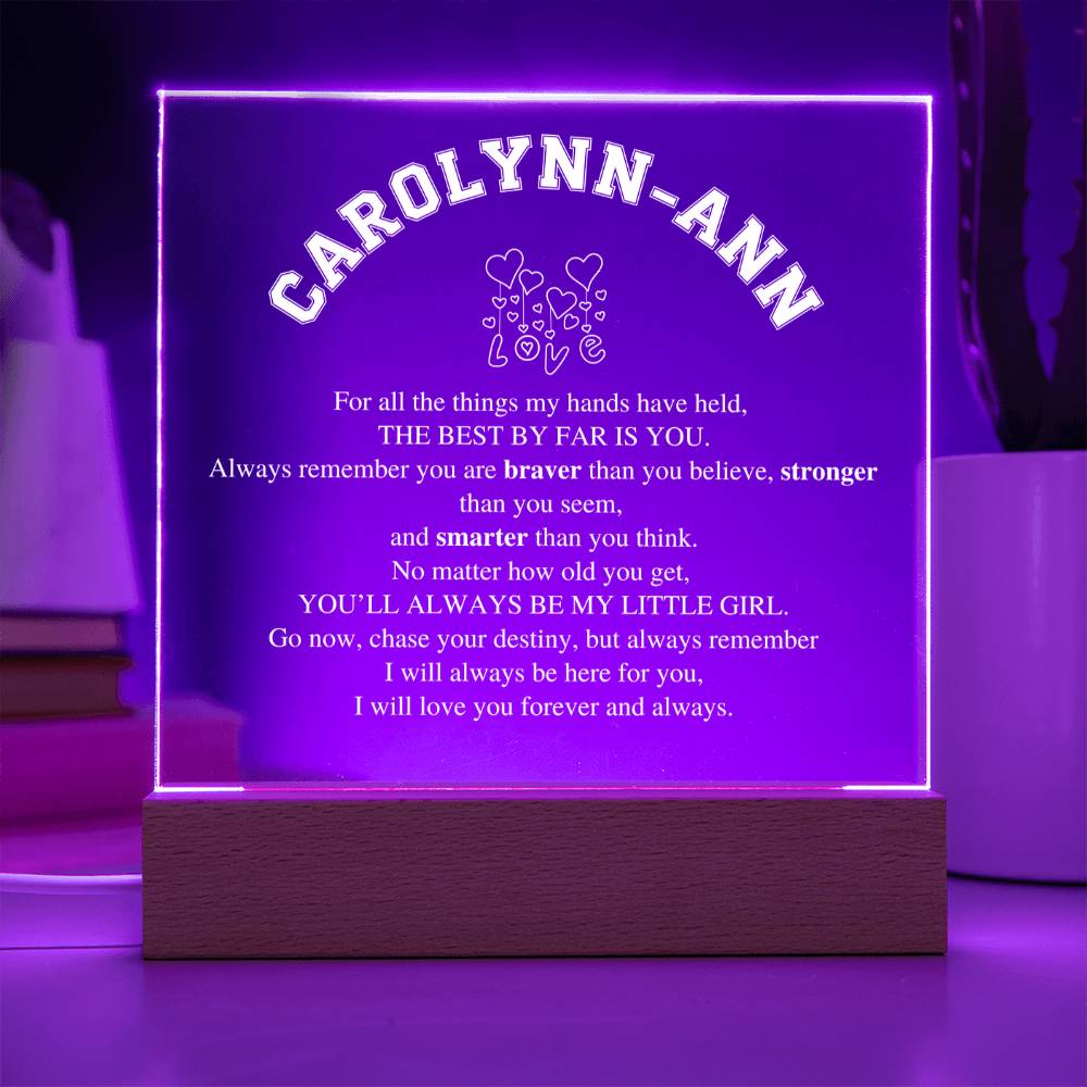 Personalized Daughter Gift, Square Acrylic LED Nightlight