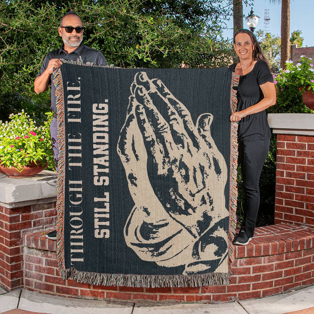 Through the Fire Prayer Blanket – Christian Woven Throw, Faith-Based Encouragement Gift, Strength & Recovery Blanket