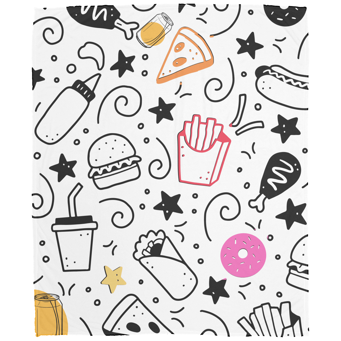Food Fun Cozy Plush Fleece Movie Blanket Soft Silky Cozy and Lightweight