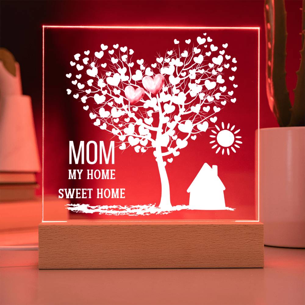 Heart Tree Acrylic Plaque Gift, LED Sign for Mom, Home Décor, Light Up Plaque, Custom Gift for Mother's Day, LED Night Light