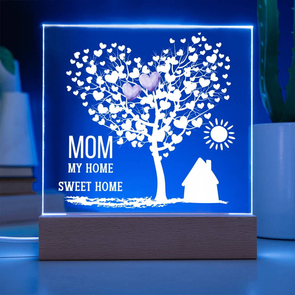 Heart Tree Acrylic Plaque Gift, LED Sign for Mom, Home Décor, Light Up Plaque, Custom Gift for Mother's Day, LED Night Light