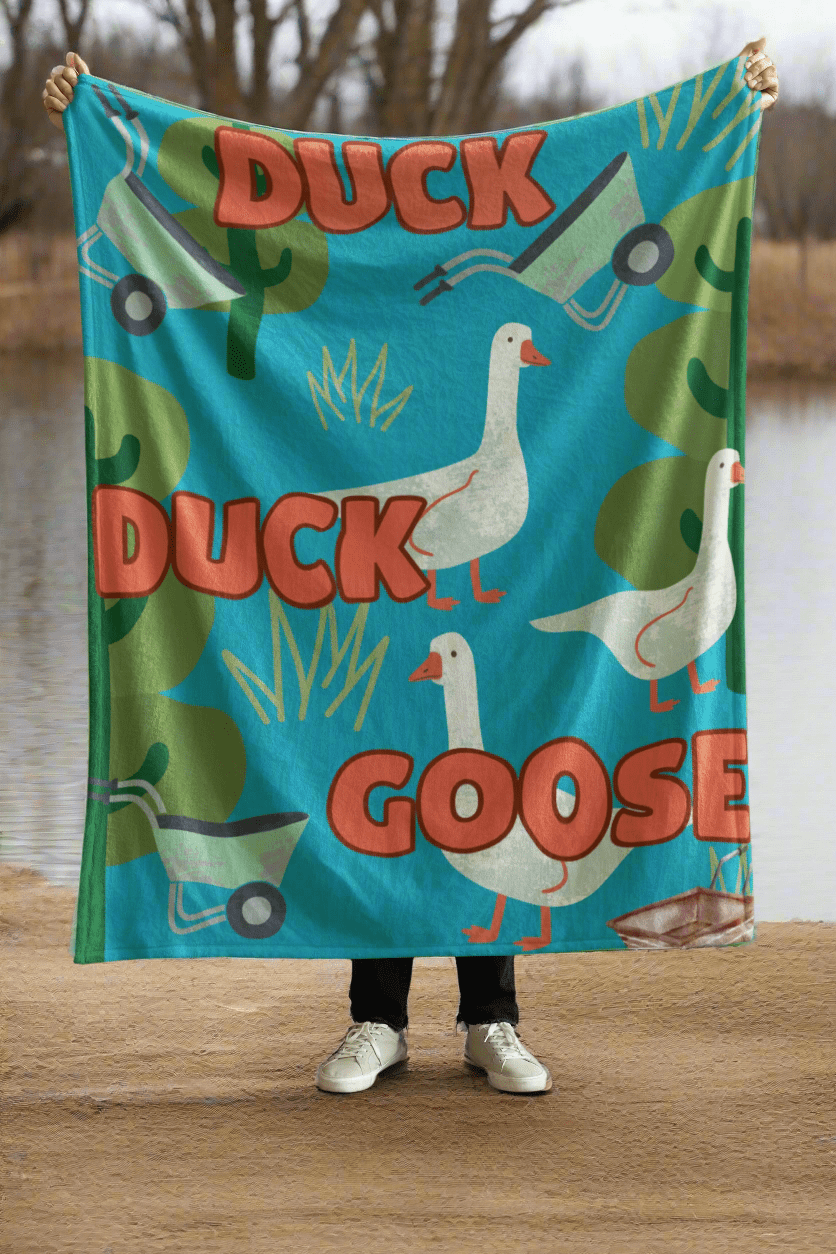 Duck Duck Goose Retro Children's Book Cover Cozy Plush Fleece Blanket