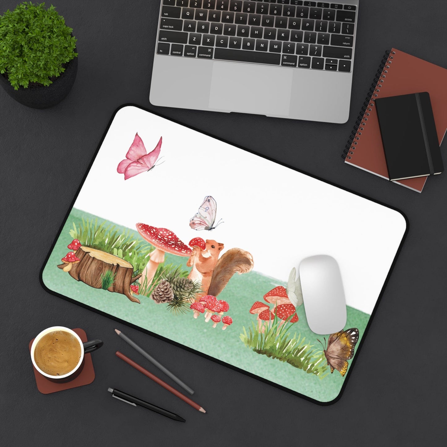 Woodland Watercolor Mouse Pad / Desk Mat: Life is Beautiful