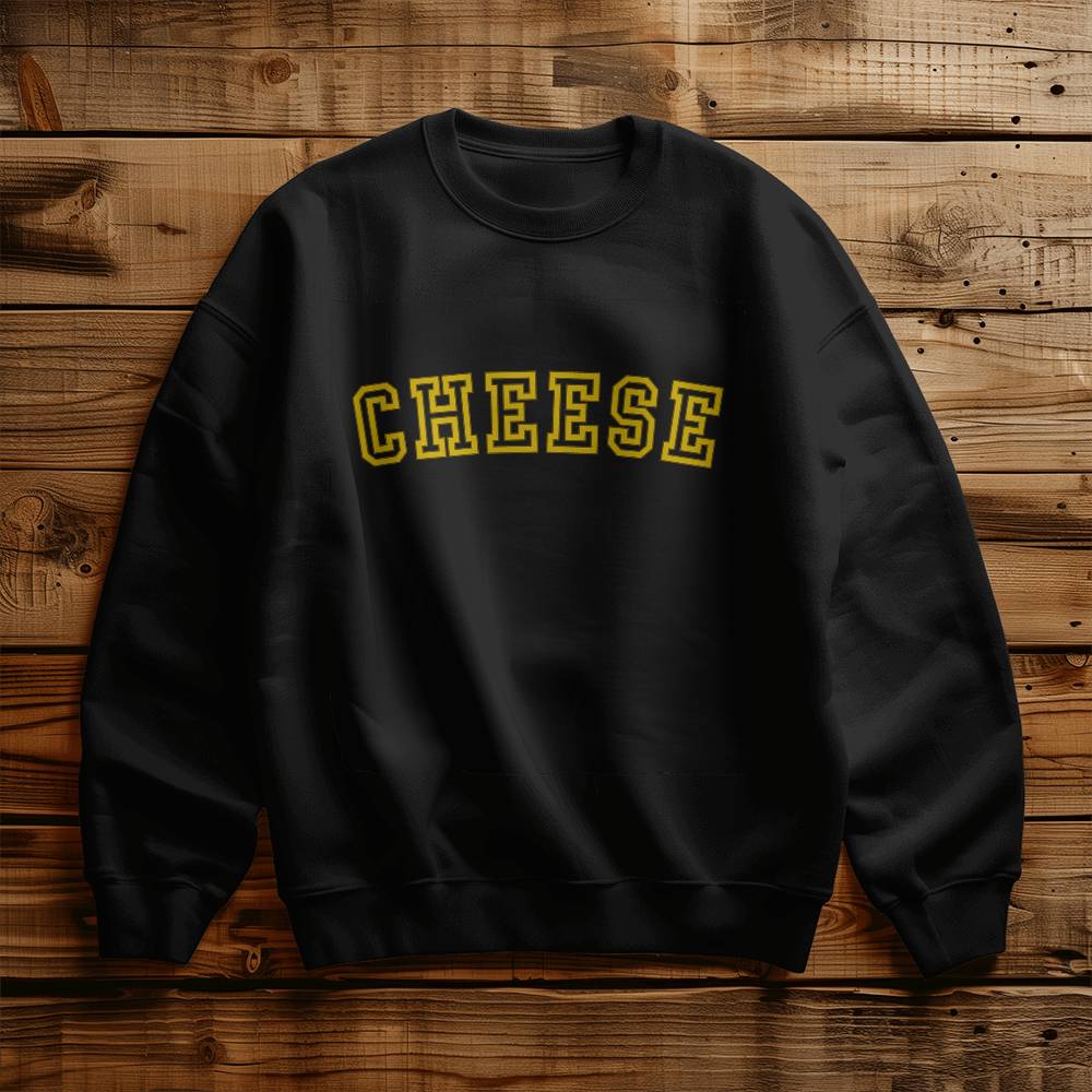 CHEESE University Style Logo Sweatshirt, Unisex Crewneck Sweatshirt