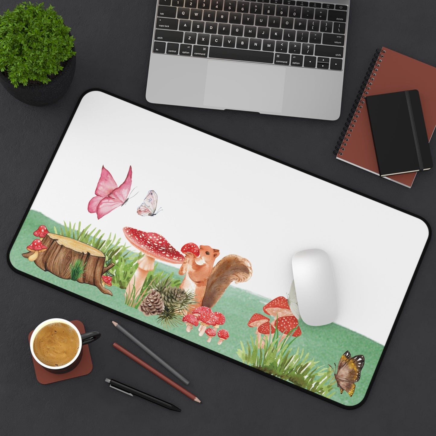 Woodland Watercolor Mouse Pad / Desk Mat: Life is Beautiful