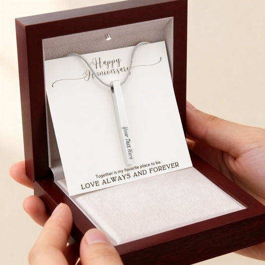 Personalized, Engraved (4 sides) This Anniversary Necklace Displays Your Love Always and Forever