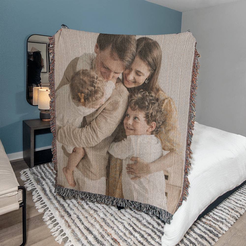 Heirloom Photo Woven Blanket (Portrait) Upload your favorite family picture