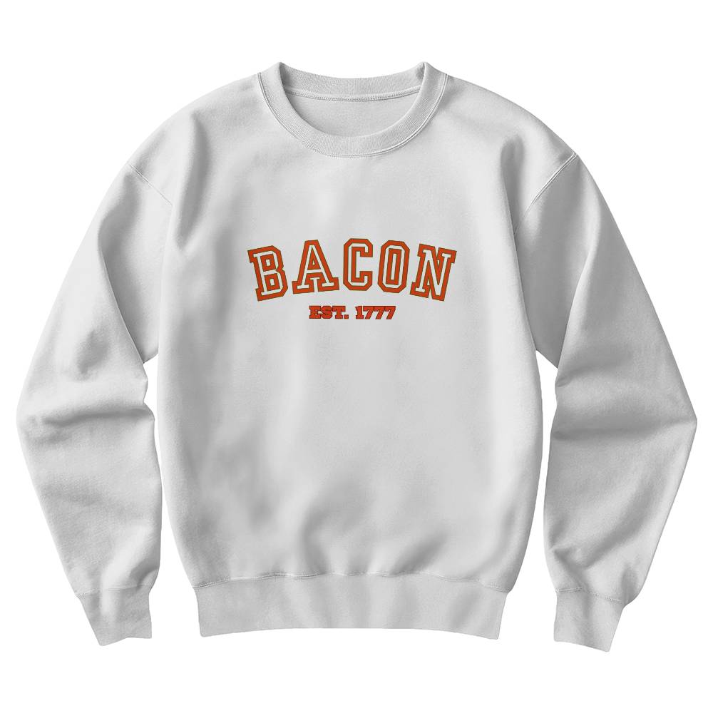 Bacon Gildan 18000 Unisex Crewneck Sweatshirt Front Print