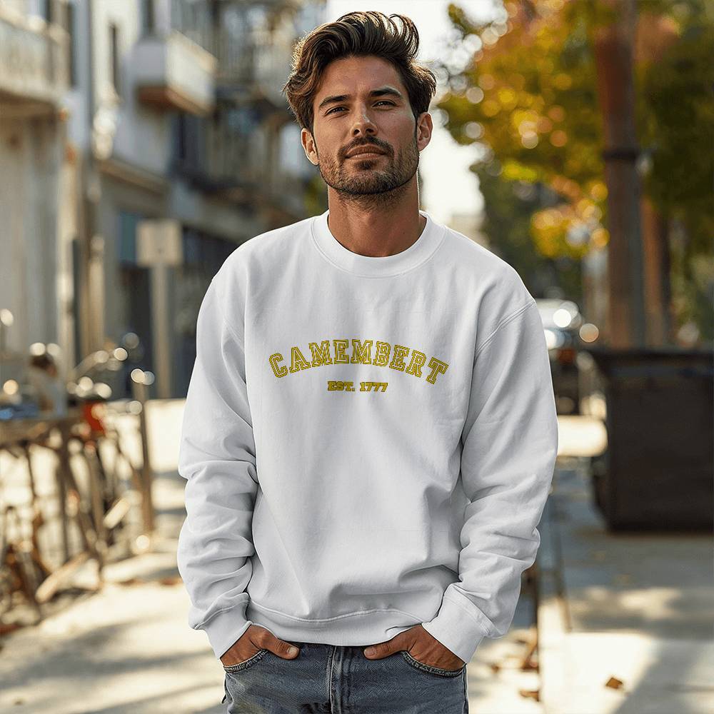 Camembert Varisty Sweatshirt Gildan 18000 Unisex Crewneck Sweatshirt Front Print
