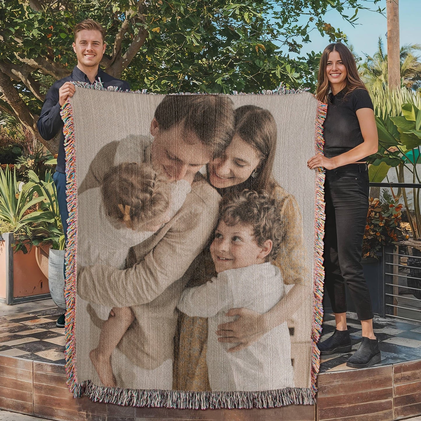 Heirloom Photo Woven Blanket (Portrait) Upload your favorite family picture