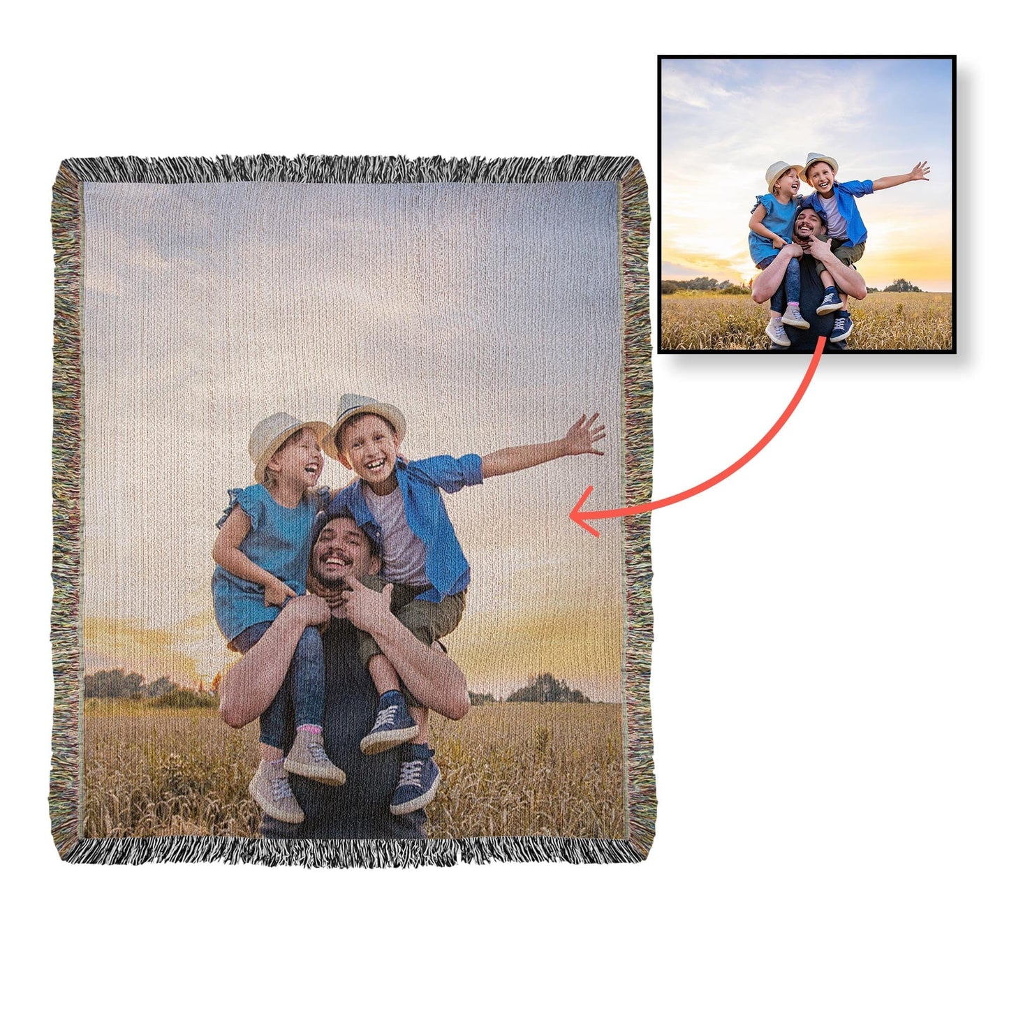 Heirloom Photo Woven Blanket (Portrait) Upload your favorite family picture