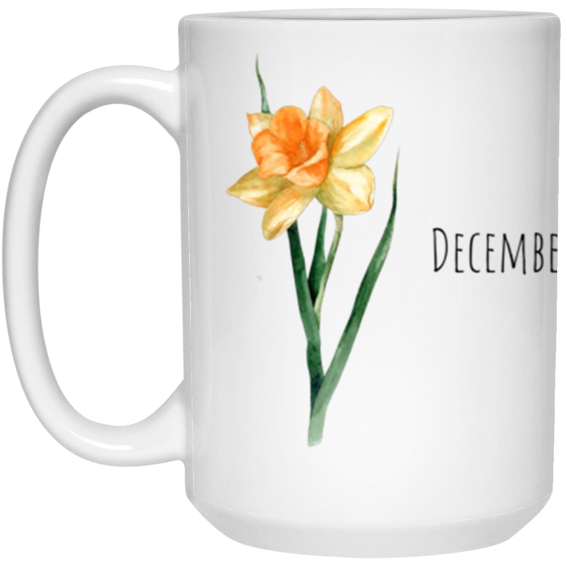 Birth Flower Coffee Mug | 15 Ounce Mugs with Birth Flower | Water Color Birth Flower