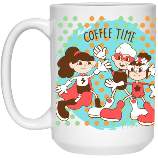 Retro vibe Cartoon style Coffee Mug | Coffee Mug for Adult | Coffee Mug for Cartoon Lovers | Printed 15oz White Coffee Mug