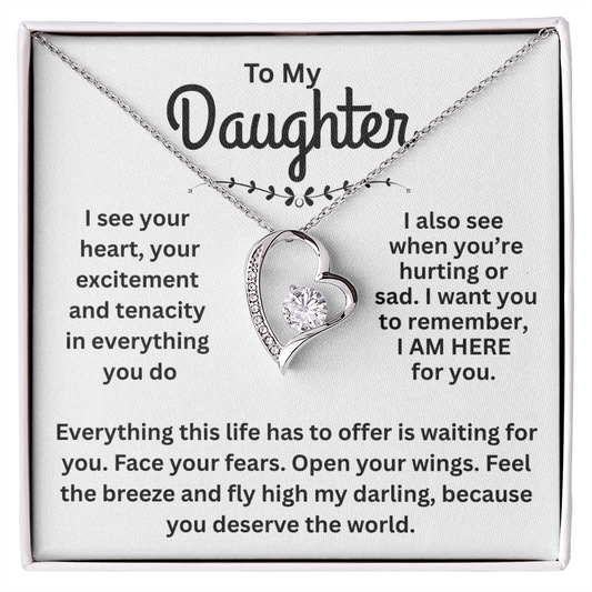 You Deserve the World, Daughter Pendant and Message Card Gift.