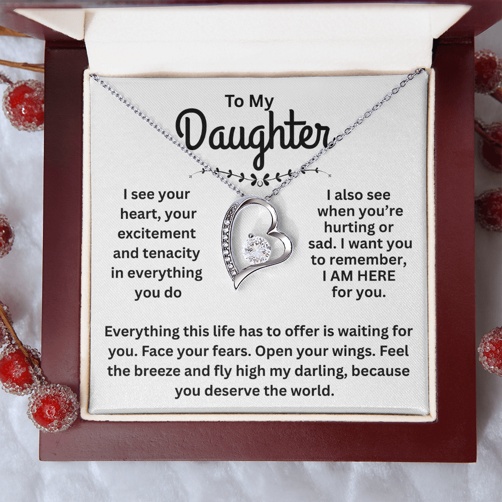 You Deserve the World, Daughter Pendant and Message Card Gift.