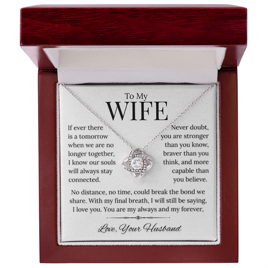 Necklace in a box with a message card
