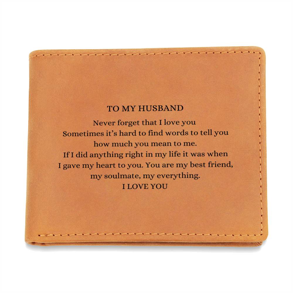 To My Husband, Gorgeous Leather Engraved Wallet
