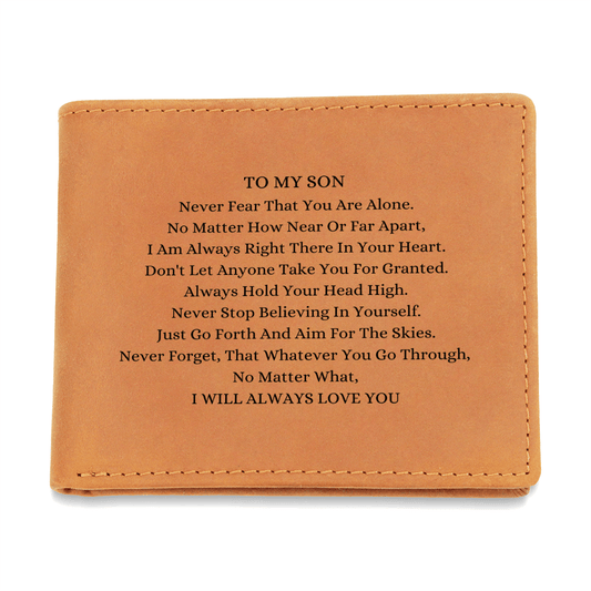 To My Son, No Matter What I will Always Love You Engraved Wallet (MBBEtsy01 Manual)