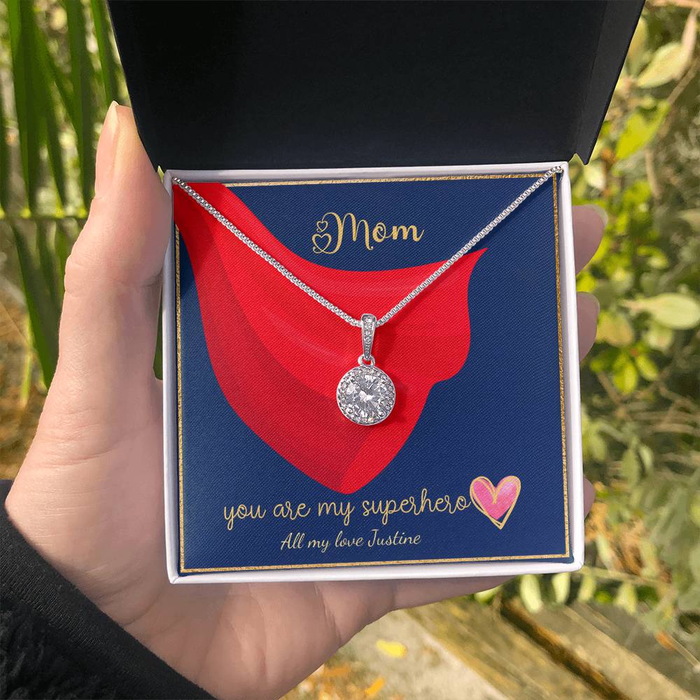 Mom, My Superhero Necklace for Mother's Day, Birthdays and Anniversary. (Personalized)