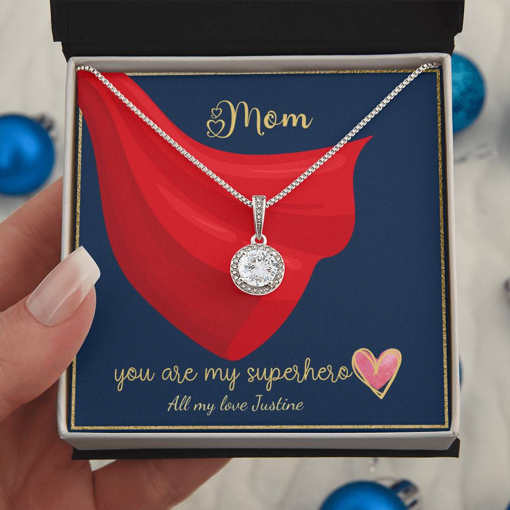 Mom, My Superhero Necklace for Mother's Day, Birthdays and Anniversary. (Personalized)