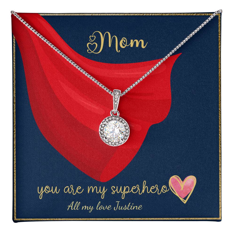 Mom, My Superhero Necklace for Mother's Day, Birthdays and Anniversary. (Personalized)