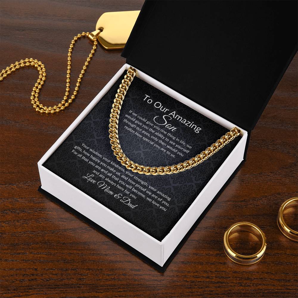 Gift for Son | Birthday Gift for Son | Sentimental Gifts for Son | Adoption Day Gift | Gotcha Day | Family Day | Cuban Link Chain for Men - BespokeBliss