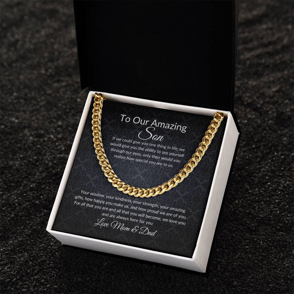 Gift for Son | Birthday Gift for Son | Sentimental Gifts for Son | Adoption Day Gift | Gotcha Day | Family Day | Cuban Link Chain for Men - BespokeBliss