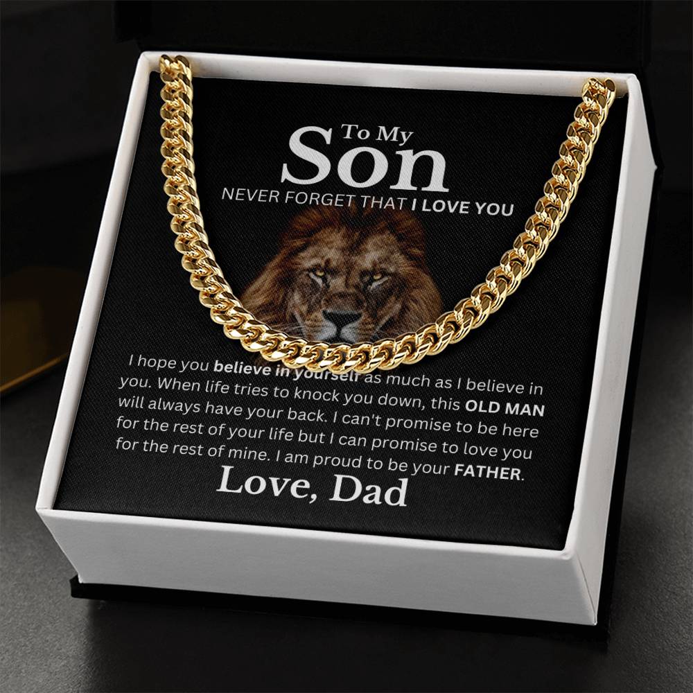 Son, Love Dad, Never Forget I Love You Cuban Chain