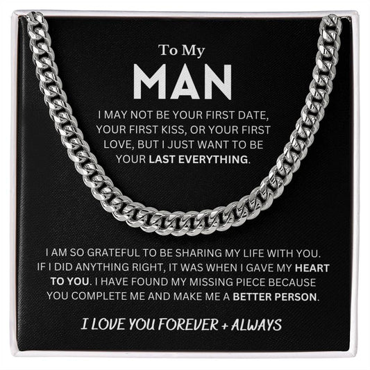 To My Man Cuban Necklace, I Love You Forever & Always