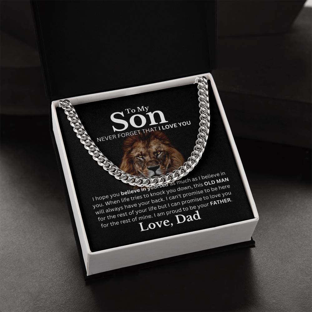 Son, Love Dad, Never Forget I Love You Cuban Chain