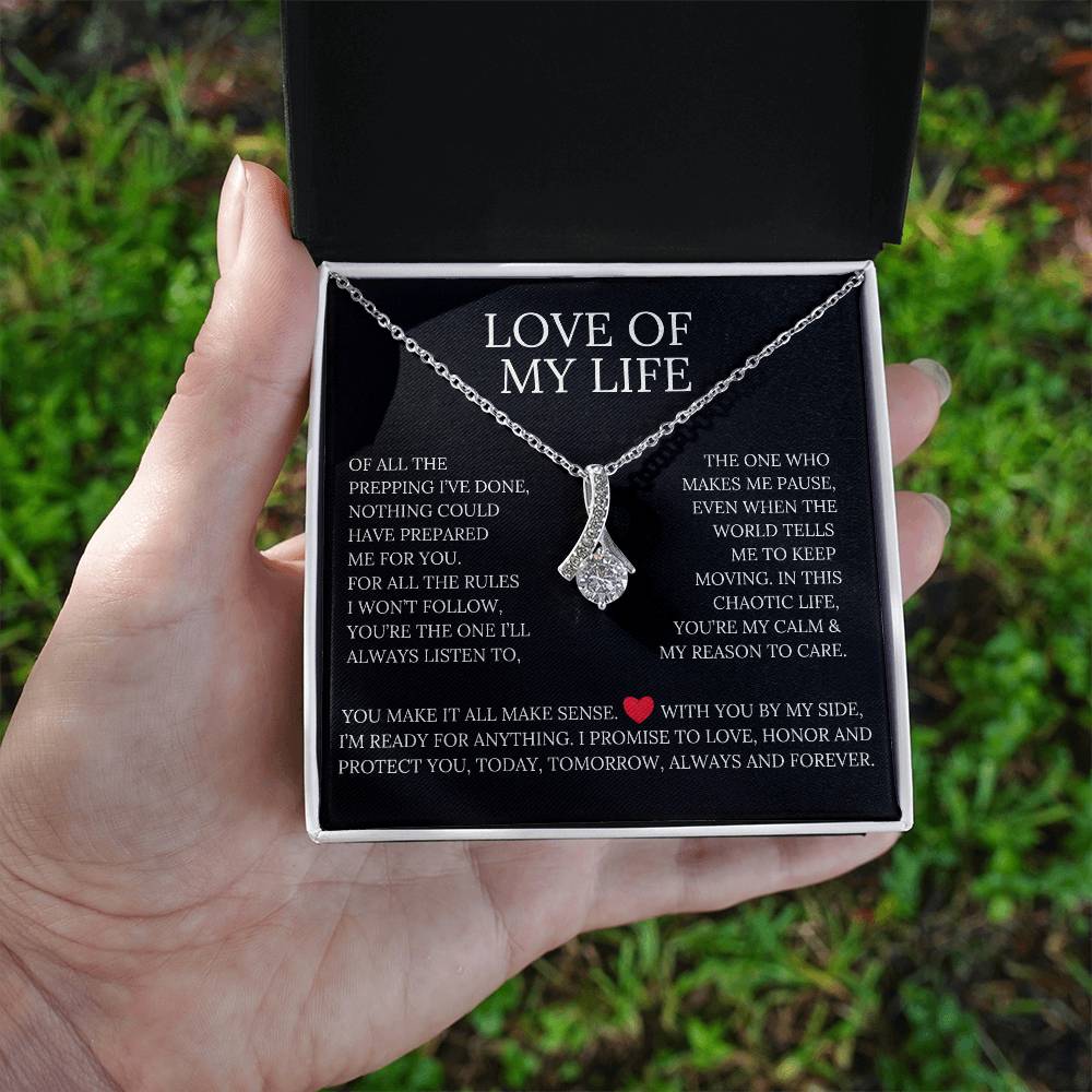 Love of My Life, Alluring Beauty Necklace Pendant Message Card