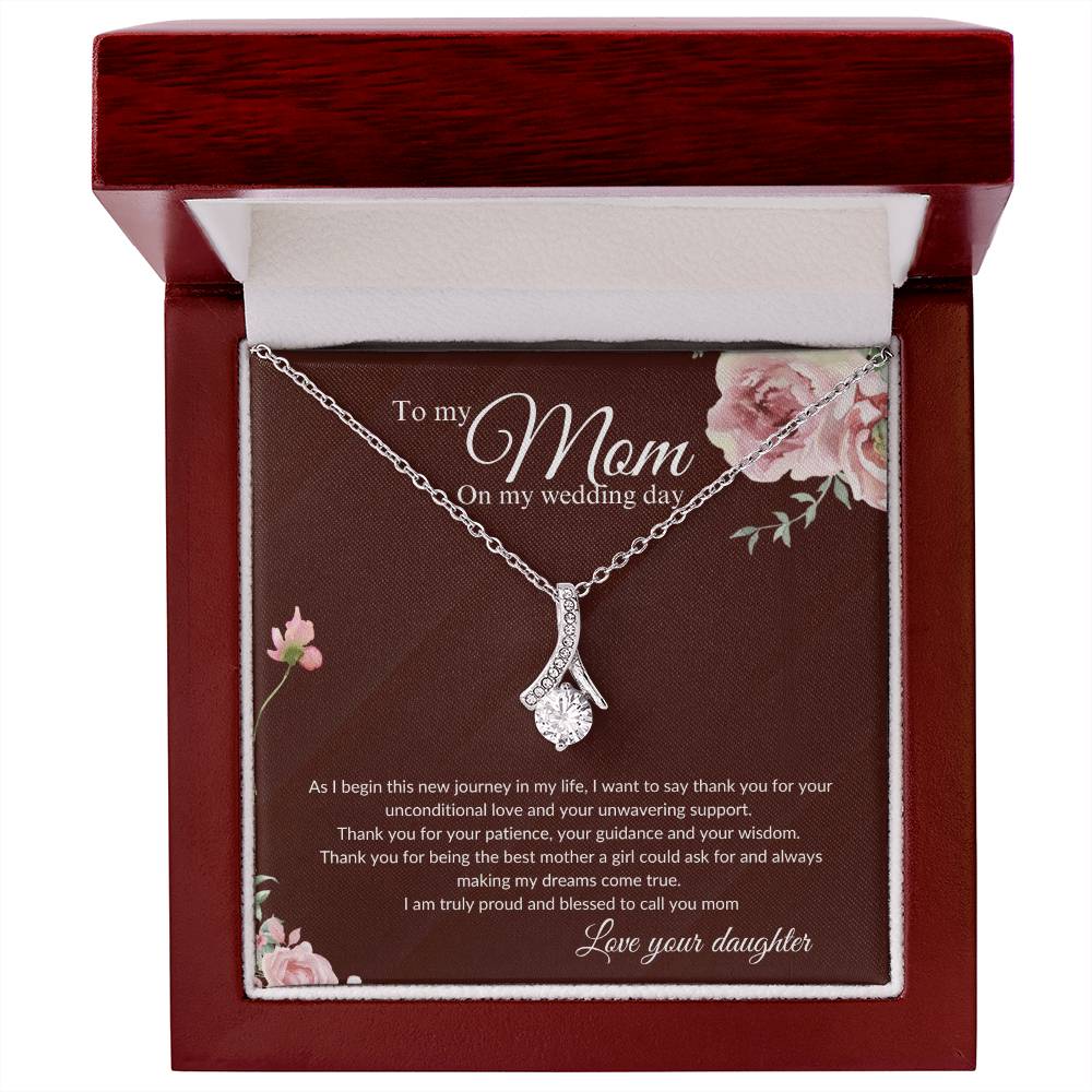 Eternal Ribbon Necklace | Mother of the Bride Gift from Daughter | Mother of the Bride Necklace | from Bride to Mom | To Mom from Bride - BespokeBliss