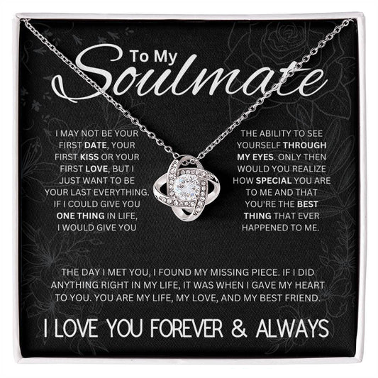 To My Soulmate, I Love You Forever, Love Knot Necklace